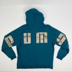 Puma Retrofleece Graphic Gold‎ Logo Hoodie Medium
